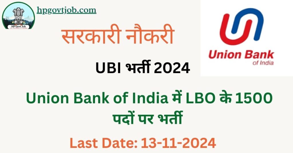 Union Bank of India Recruitment 2024