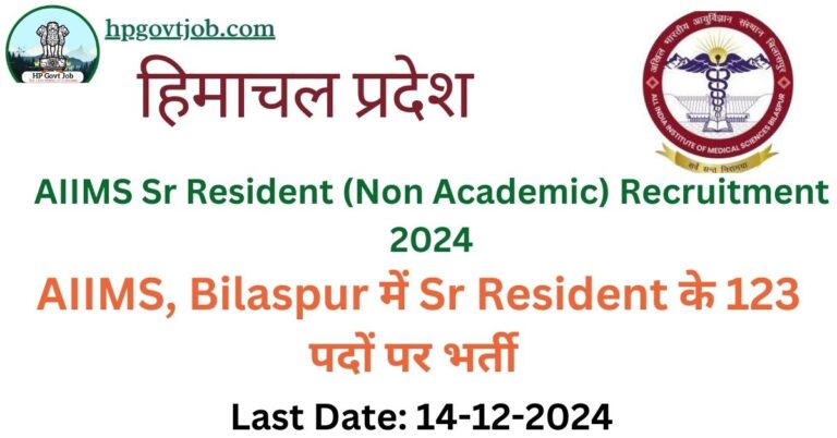 AIIMS Bilaspur Sr Resident Recruitment 2024