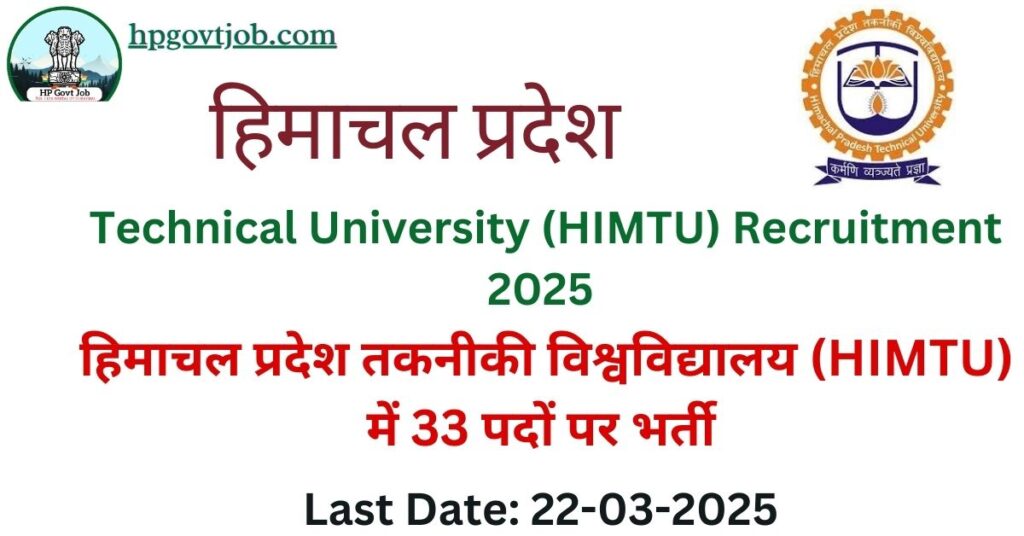 Himachal Pradesh Technical University Recruitment 2025