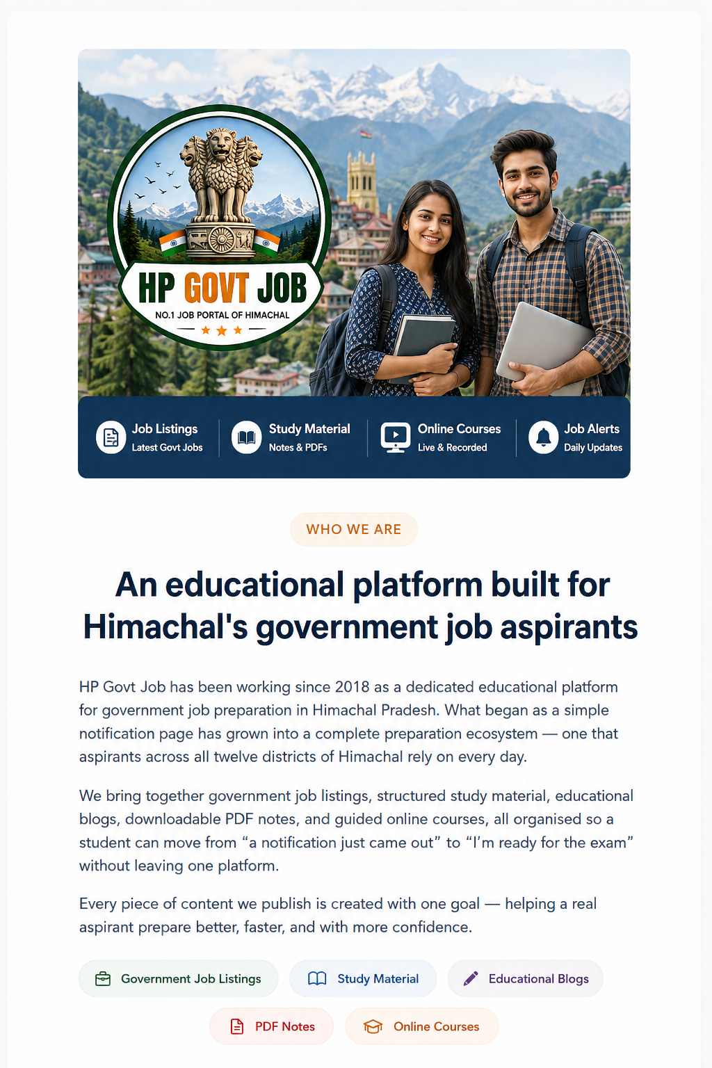 Aspirant preparing for HP government exams with HP Govt Job study material